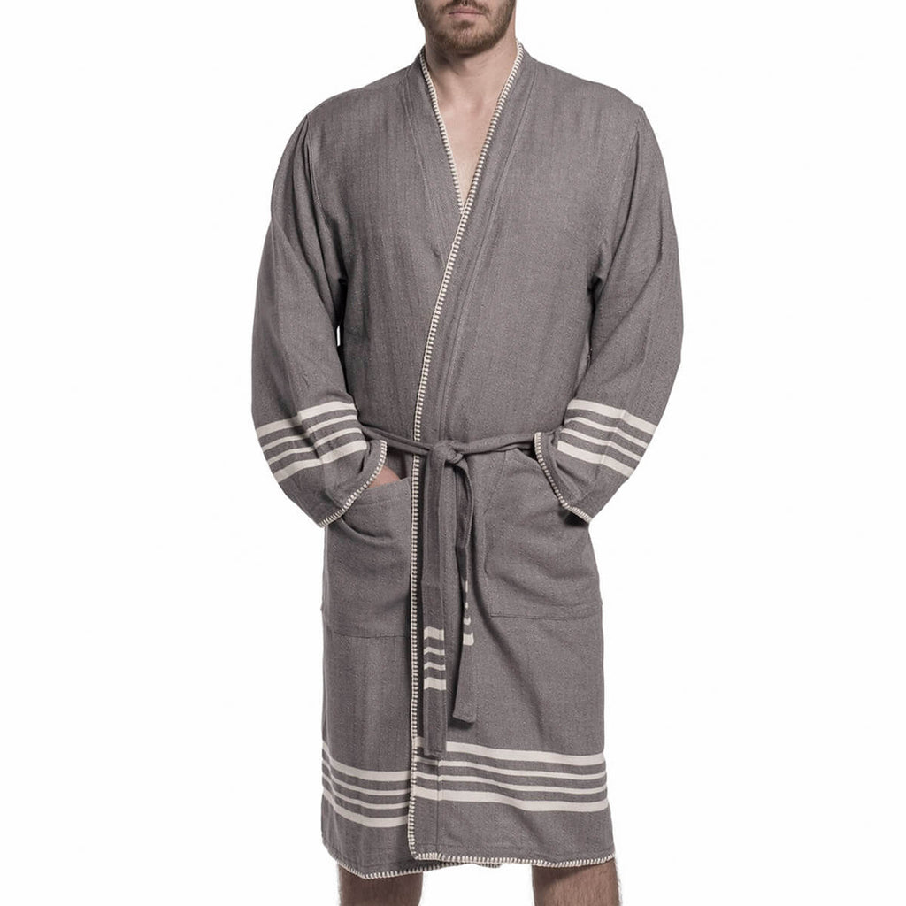 Organic Turkish Cotton Kimono Bathrobe – Lightweight Spa & Home Robe