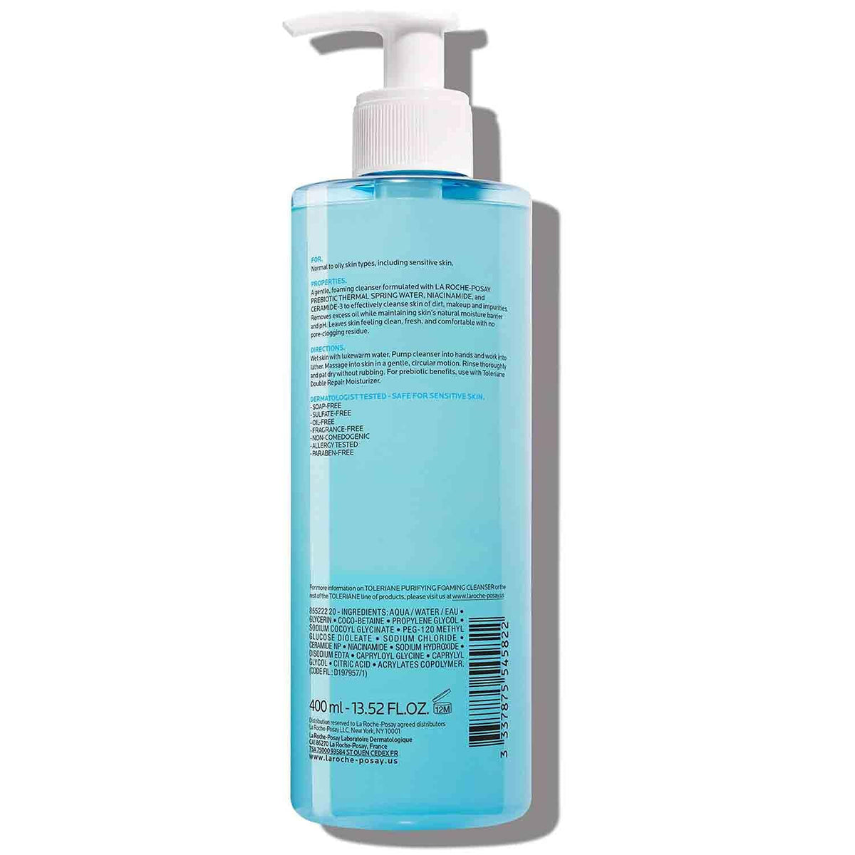 La Roche-Posay Toleriane Purifying Foaming Facial Cleanser, Oil Free Face Wash for Women & Men with Niacinamide + Ceramides, Pore Cleanser Safe For Sensitive Skin, Won’t Dry Out Skin, Soap Free