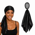 Black Doobie 2-in-1 Satin Hair Wrap & Attached Hair Net
