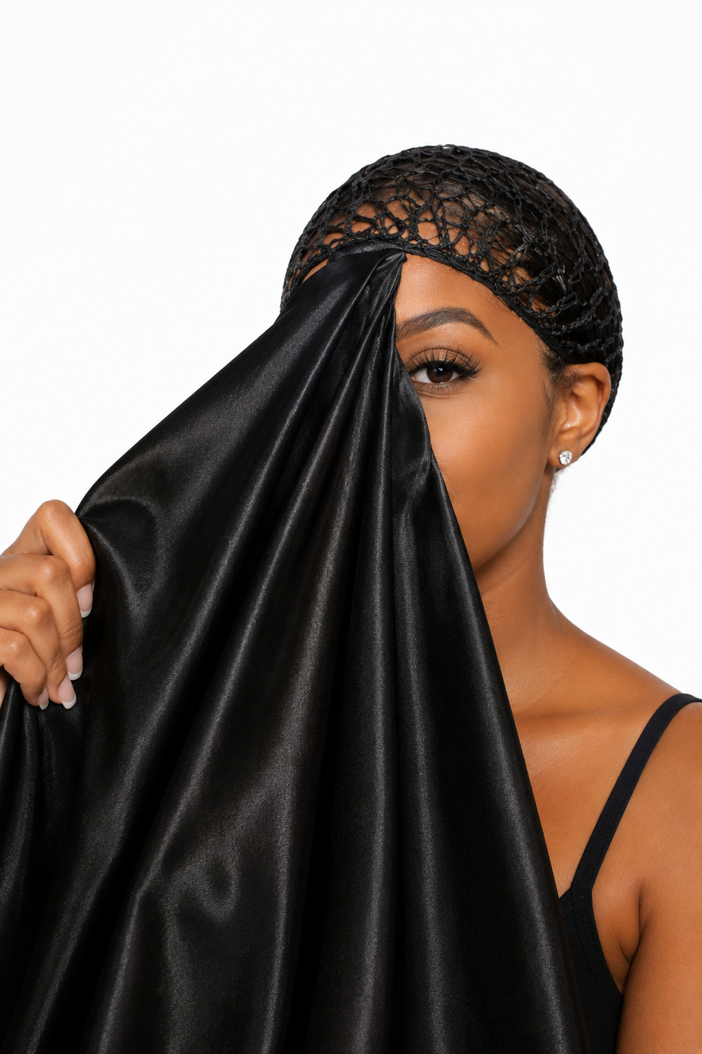 Black Doobie 2-in-1 Satin Hair Wrap & Attached Hair Net